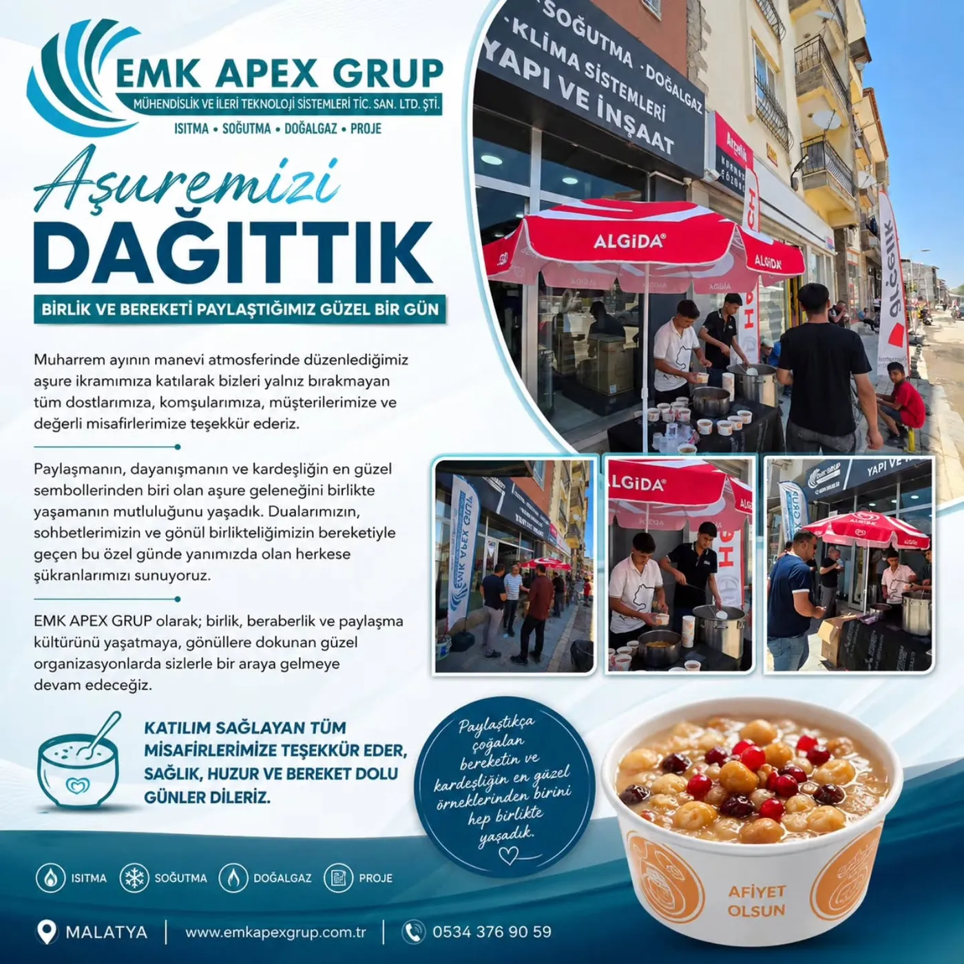 EMK Apex Grup ekibinin Muharrem ayında düzenlediği aşure ikramı