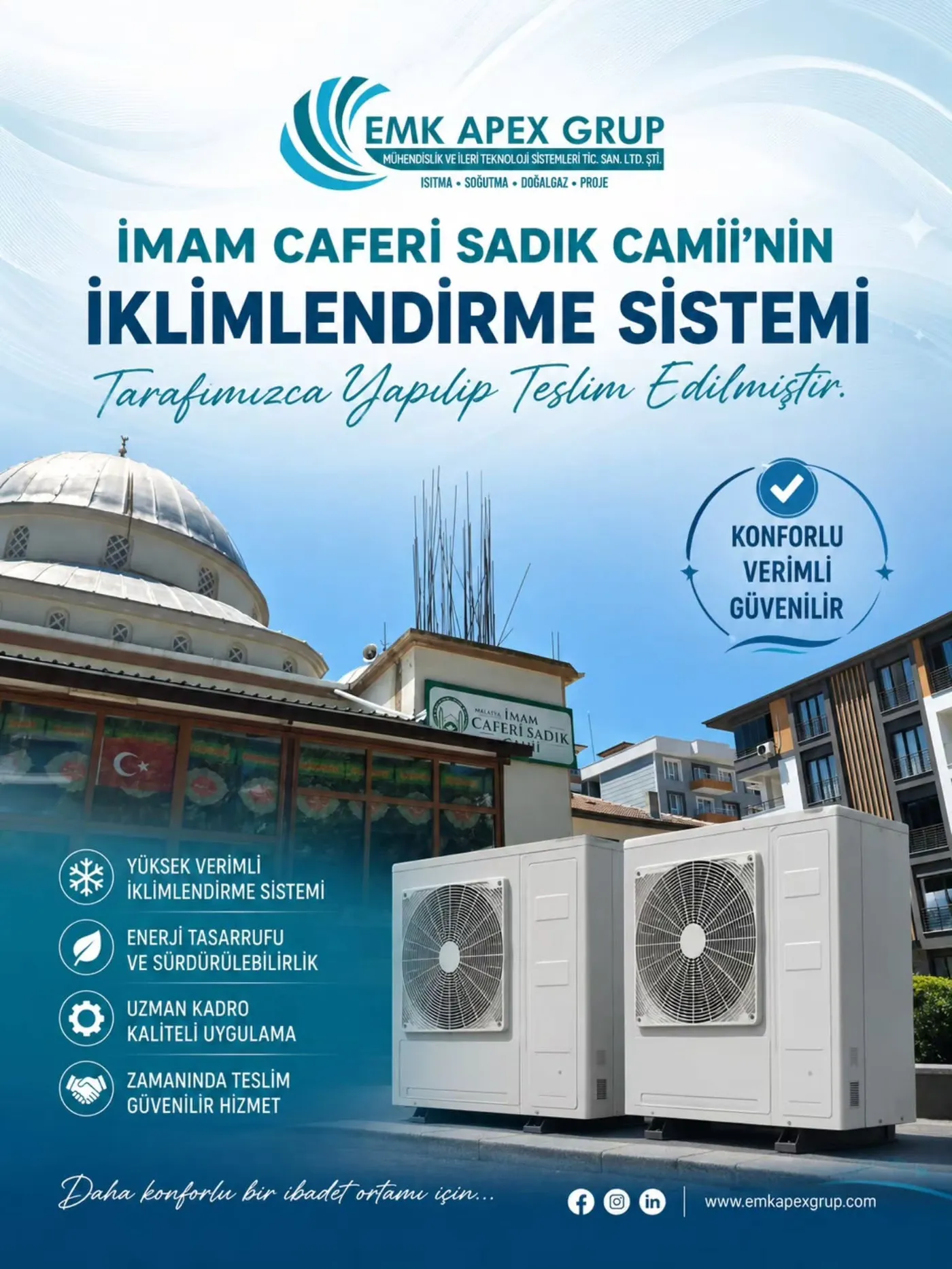 İmam Cafer-i Sadık Camii ve iklimlendirme dış üniteleri