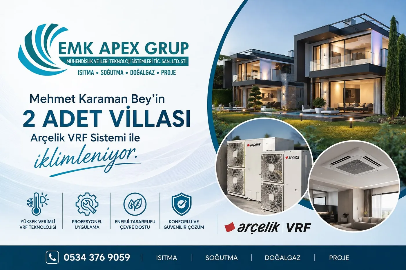 Modern villa ve Arçelik VRF dış üniteleri