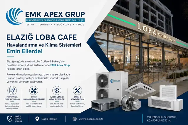 Elazığ Loba Coffee & Bakery iç mekânı ve klima sistemleri